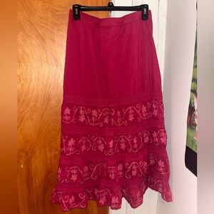Vintage Pink Floral Maxi Skirt